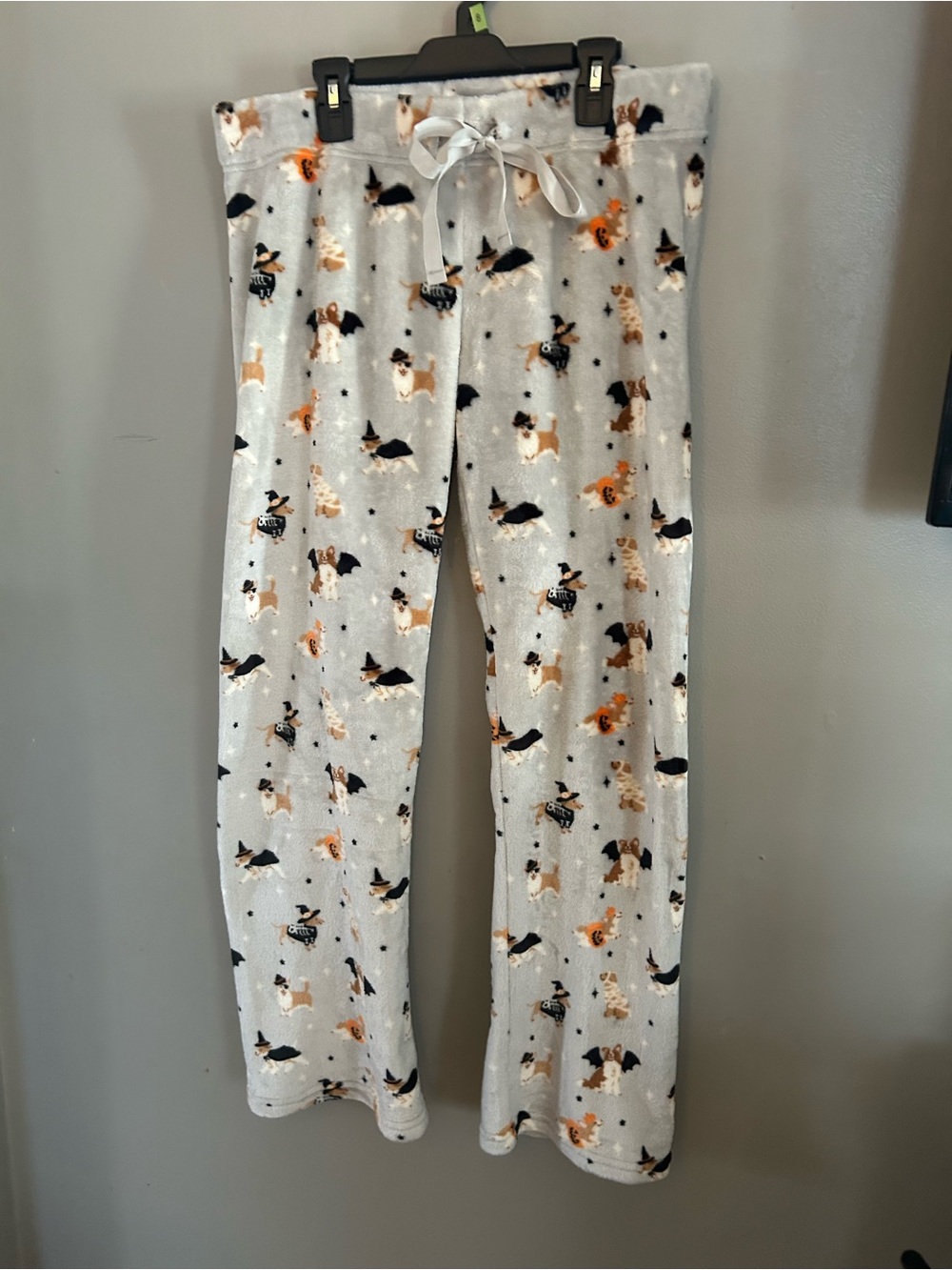 Halloween dog plush lounge pants - gray with all over print